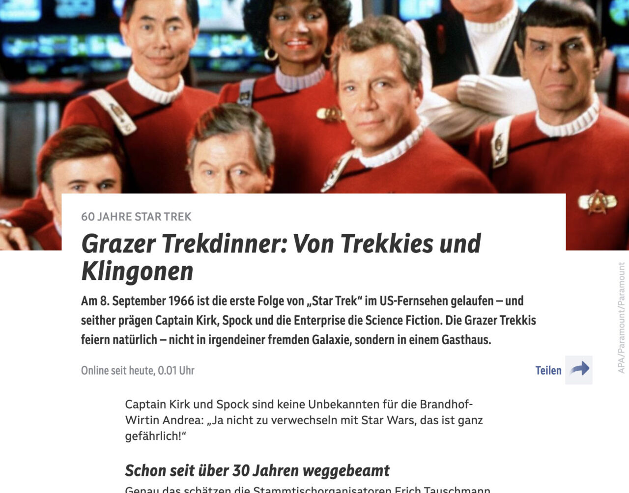 ORF Steiermark über das trekdinner Graz am 8. September 2026